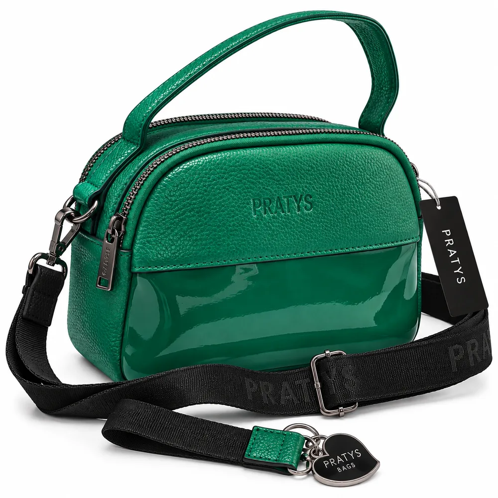 Cartera chica con franja acharolada