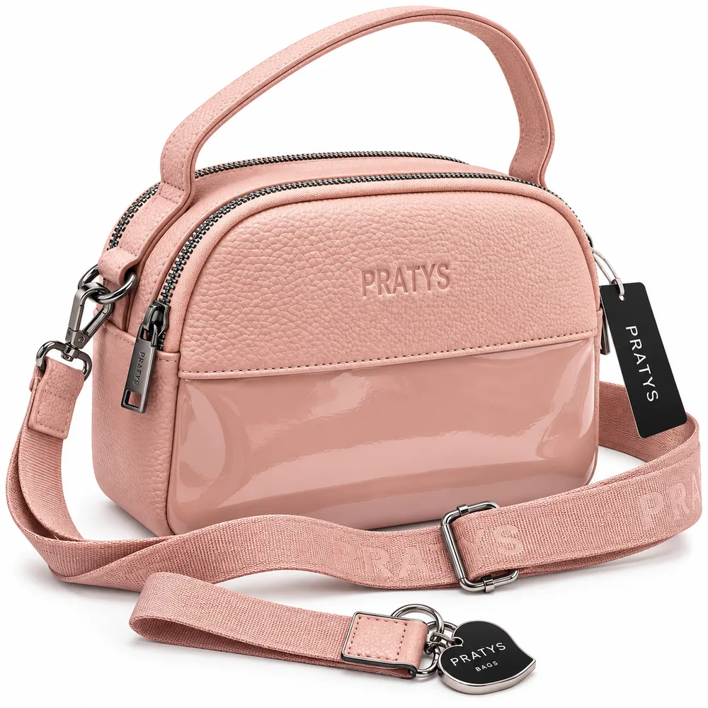 Cartera chica con franja acharolada
